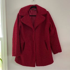 Rachel Zoe Cranberry Red Teddy Coat Size S